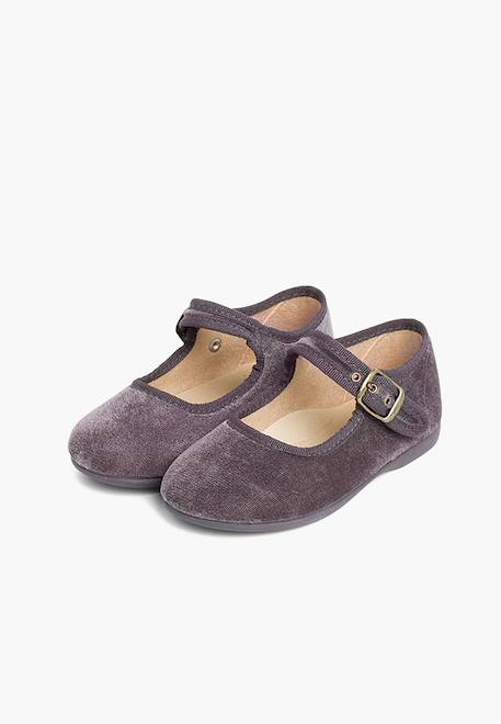 Chaussures babies fille en velours fermeture à boucle Bleu marine+Bordeaux+Byzantin+Gris+Marron+Rose pâle+Rouge+Vert 22 - vertbaudet enfant 