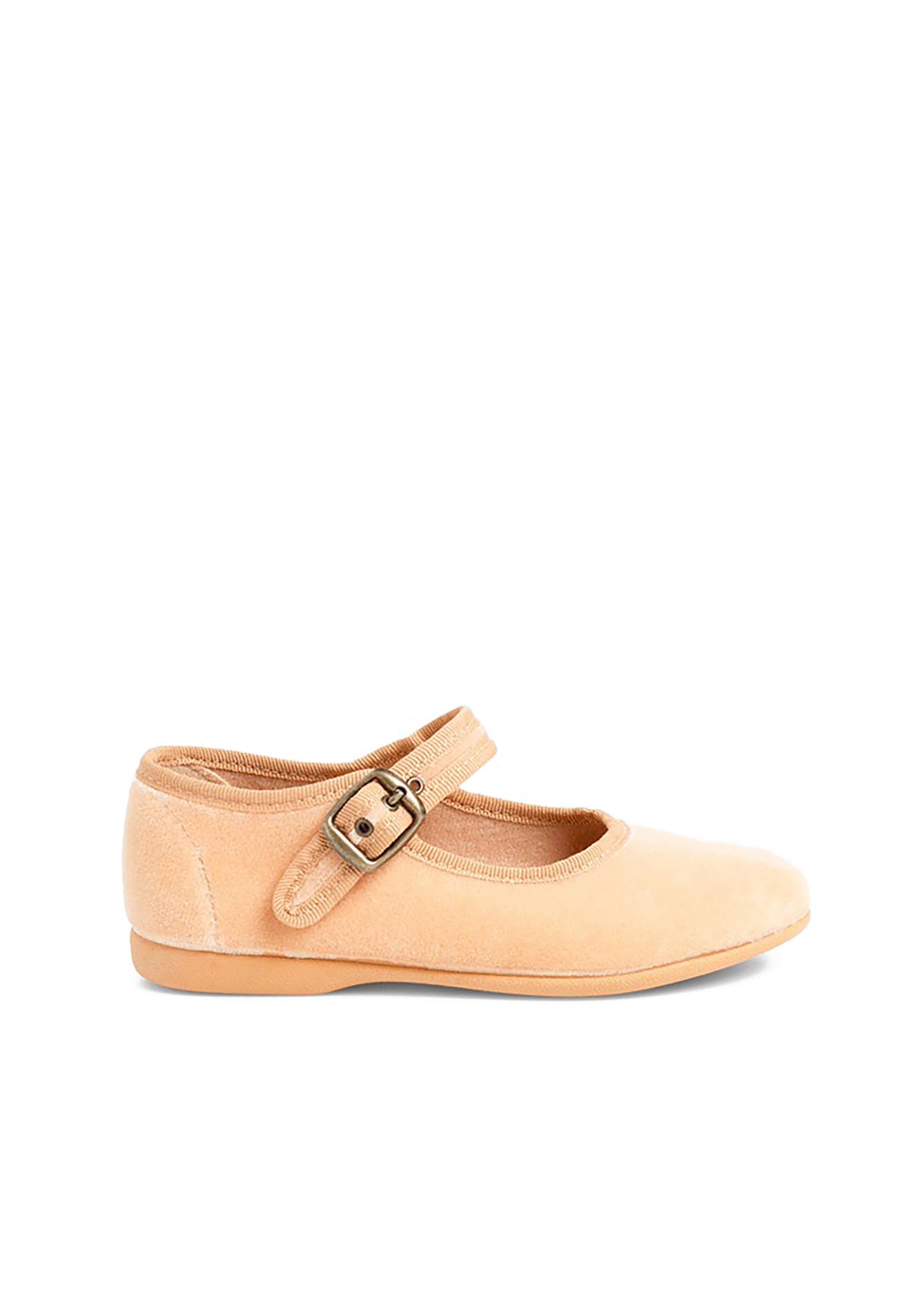 Chaussures Babies Fille En Velours Fermeture À Boucle Camel