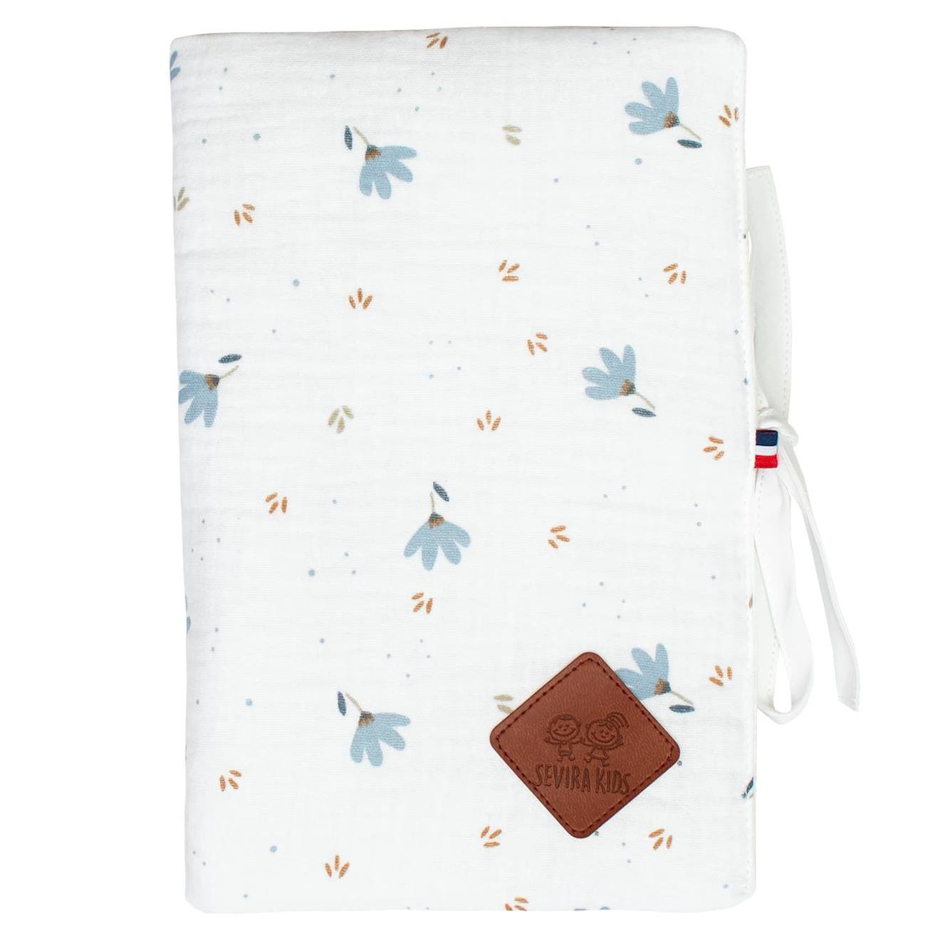 Protège Carnet De Santé Bébé En Gaze De Coton Bleuet Imprimé Floral