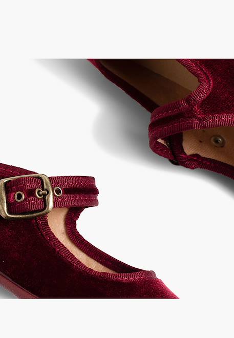 Chaussures babies fille en velours fermeture à boucle Bleu marine+Bordeaux+Byzantin+Gris+Marron+Rose pâle+Rouge+Vert 12 - vertbaudet enfant 