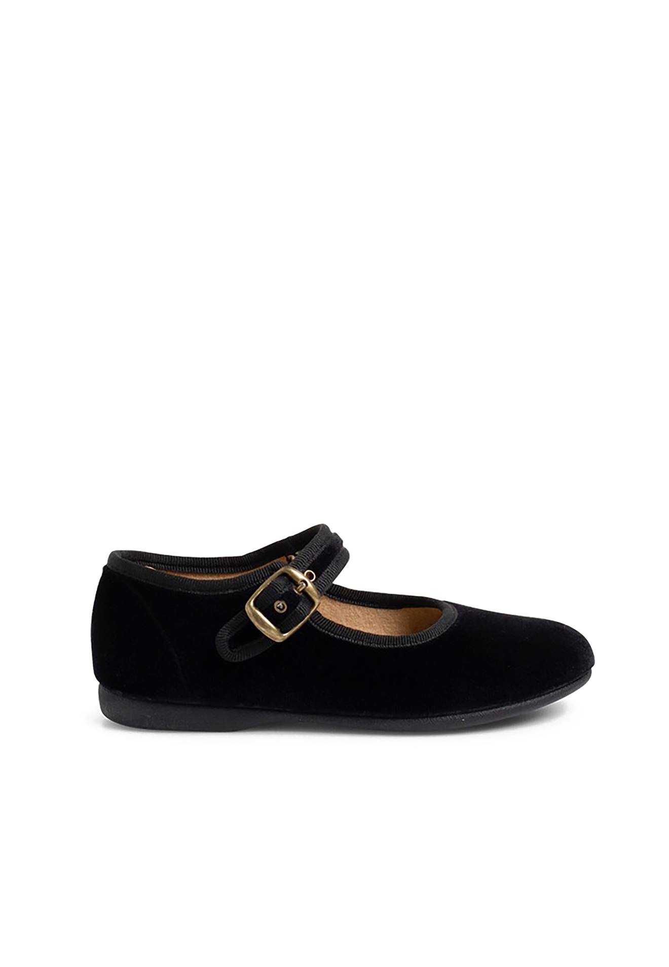 Chaussures Babies Fille En Velours Fermeture À Boucle Noir