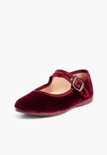 Chaussures babies fille en velours fermeture à boucle Bleu marine+Bordeaux+Byzantin+Gris+Marron+Rose pâle+Rouge+Vert 8 - vertbaudet enfant 