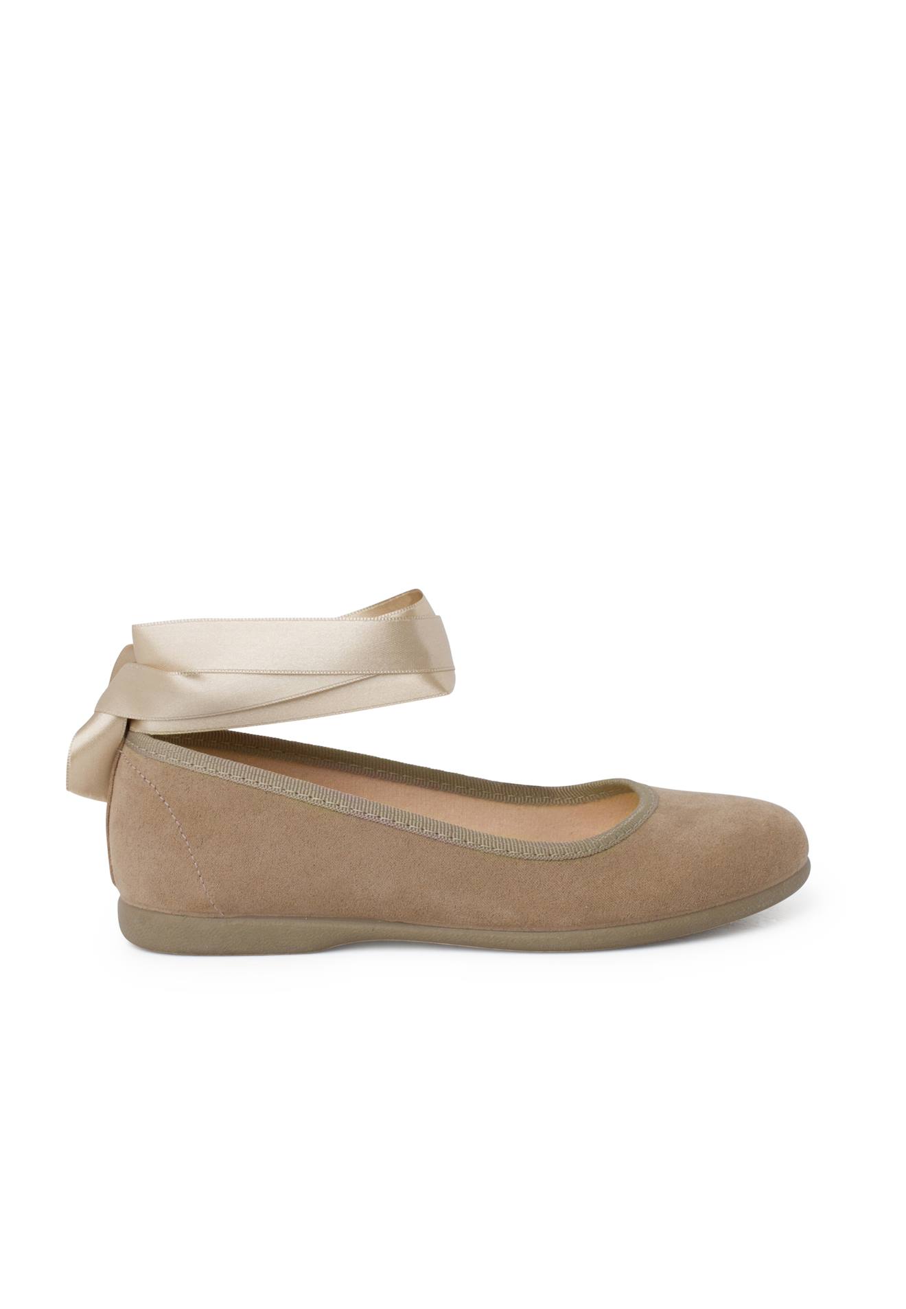 Ballerines Pour Fille Avec Rubans En Satin Et Bride Sable