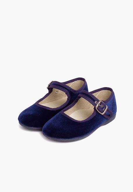 Chaussures babies fille en velours fermeture à boucle Bleu marine+Bordeaux+Byzantin+Gris+Marron+Rose pâle+Rouge+Vert 4 - vertbaudet enfant 