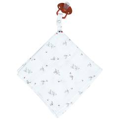 Jouet-Premier âge-Doudou lange attache tétine en gaze de coton melody