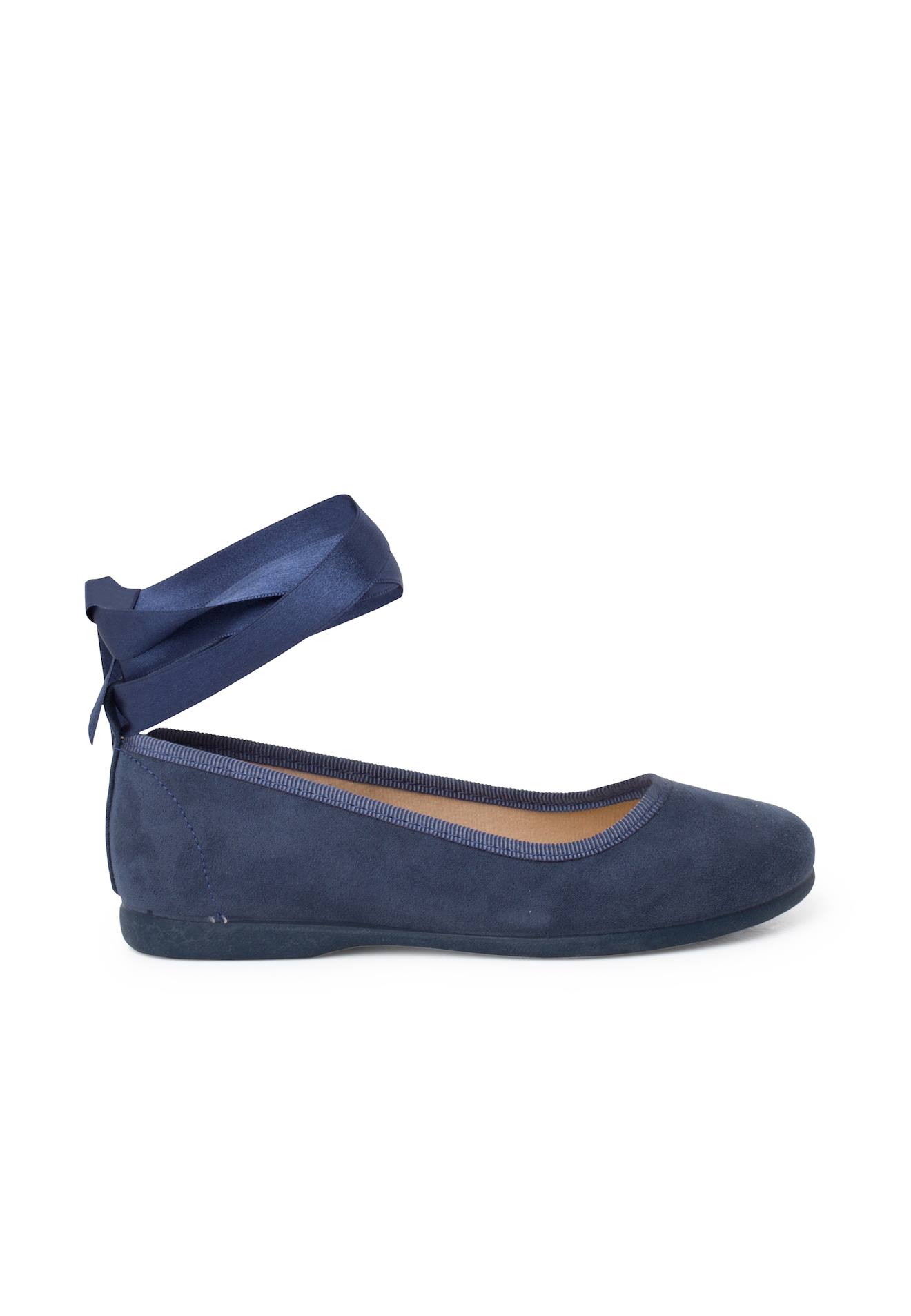Ballerines Pour Fille Avec Rubans En Satin Et Bride Bleu De France