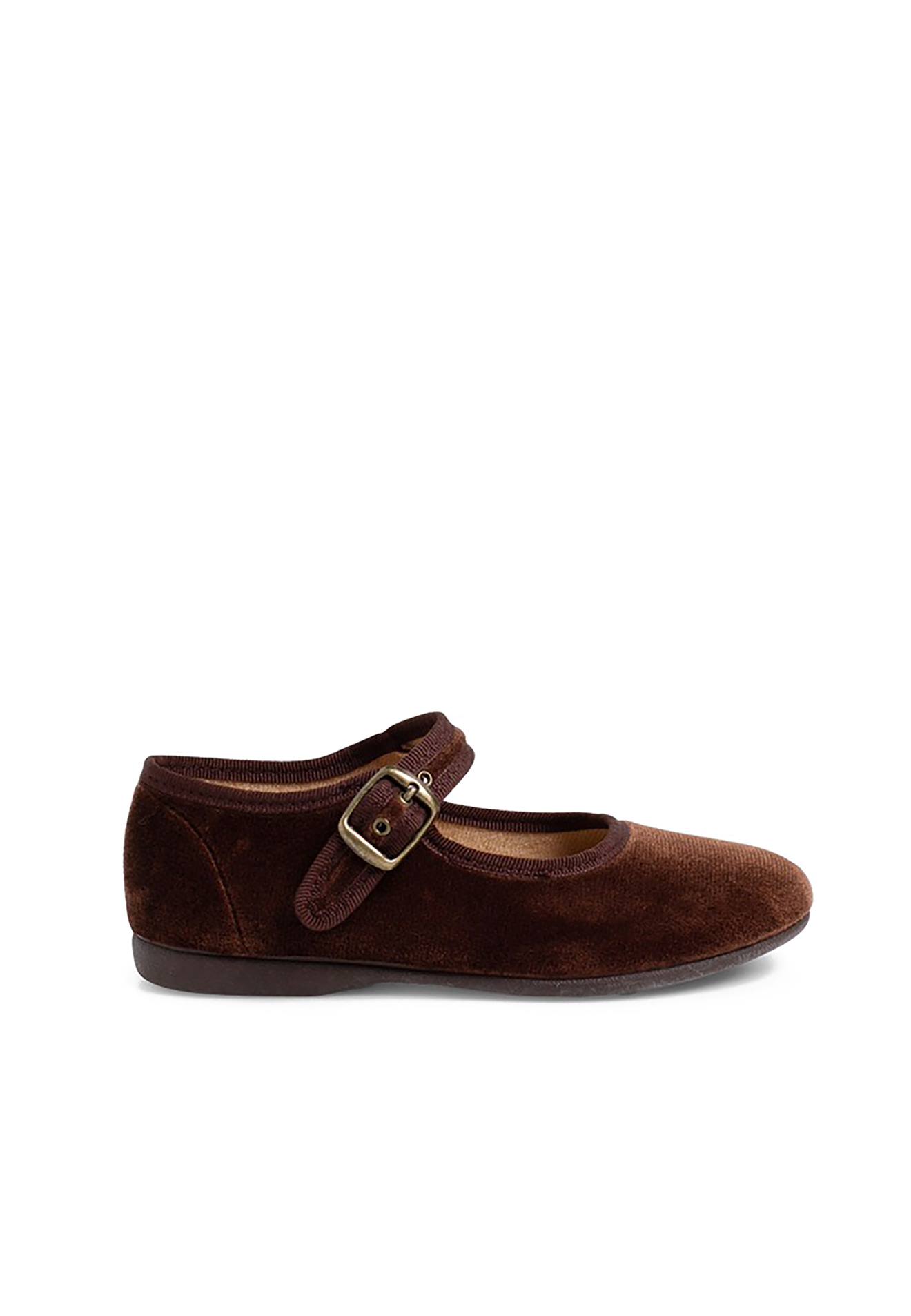 Chaussures Babies Fille En Velours Fermeture À Boucle Marron
