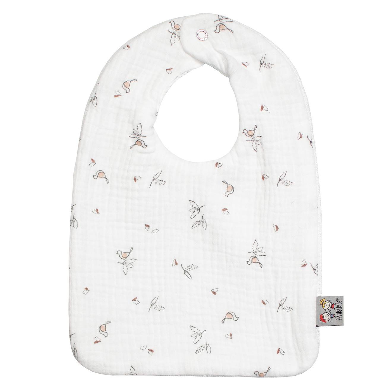 Bavoir En Gaze De Coton Melody Melody, Blanc Imprimé Minimali