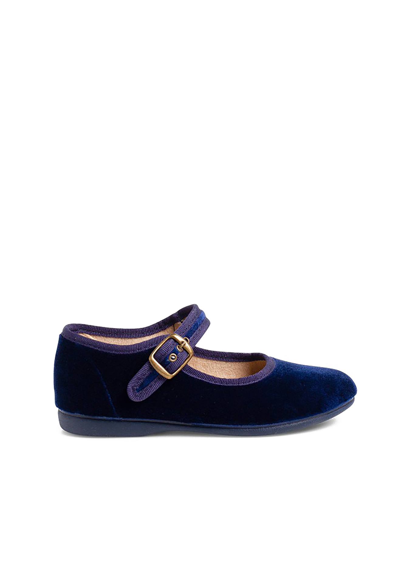 Chaussures Babies Fille En Velours Fermeture À Boucle Bleu Marine