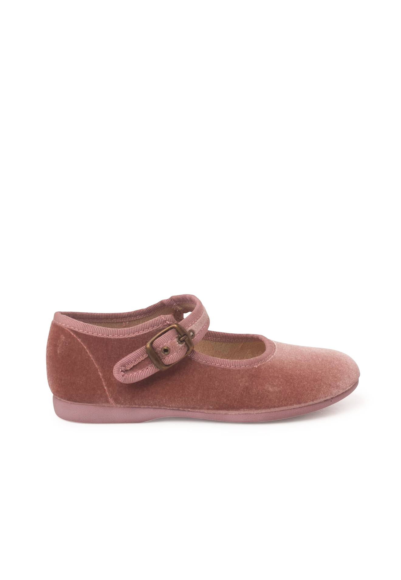 Chaussures Babies Fille En Velours Fermeture À Boucle Rose Pâle
