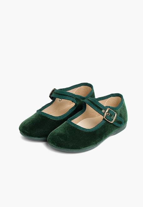 Chaussures babies fille en velours fermeture à boucle Bleu marine+Bordeaux+Byzantin+Gris+Marron+Rose pâle+Rouge+Vert 46 - vertbaudet enfant 