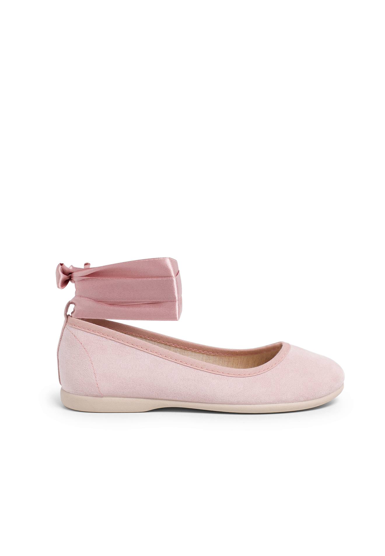 Ballerines Pour Fille Avec Rubans En Satin Et Bride Rose Claire