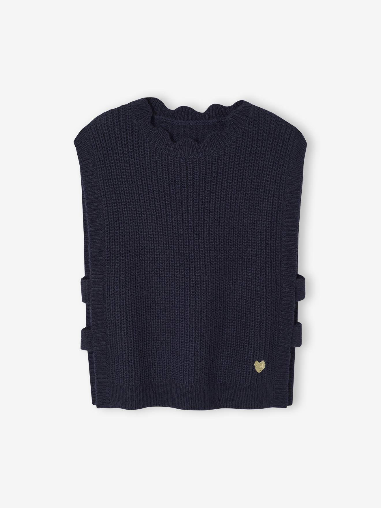 Pull fantaisie sans manche fille marine