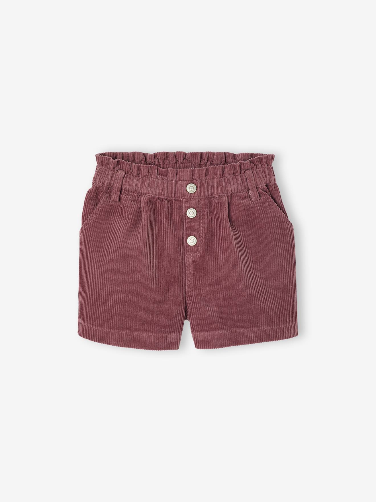 Short en velours forme paperbag fille mauve 20 €