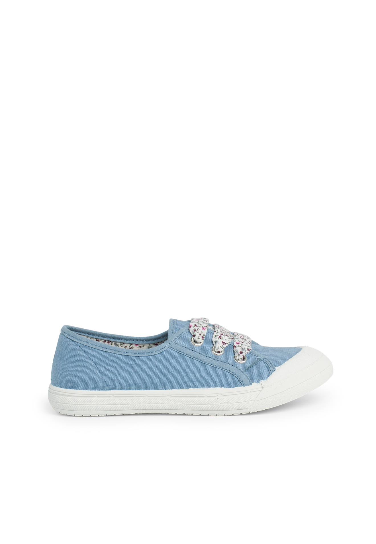 Tennis En Toile Avec Lacets Bleu