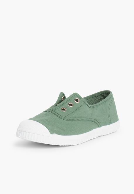 Tennis en toile avec bout caoutchouc sans lacets Aigue-marine+Anthracite+Blanc+Bleu+Bleu marine+Bleu navy+Gris+Jaune citron+Lavande pastel+Noir+Rouge+Sable+Vert fougère 69 - vertbaudet enfant 