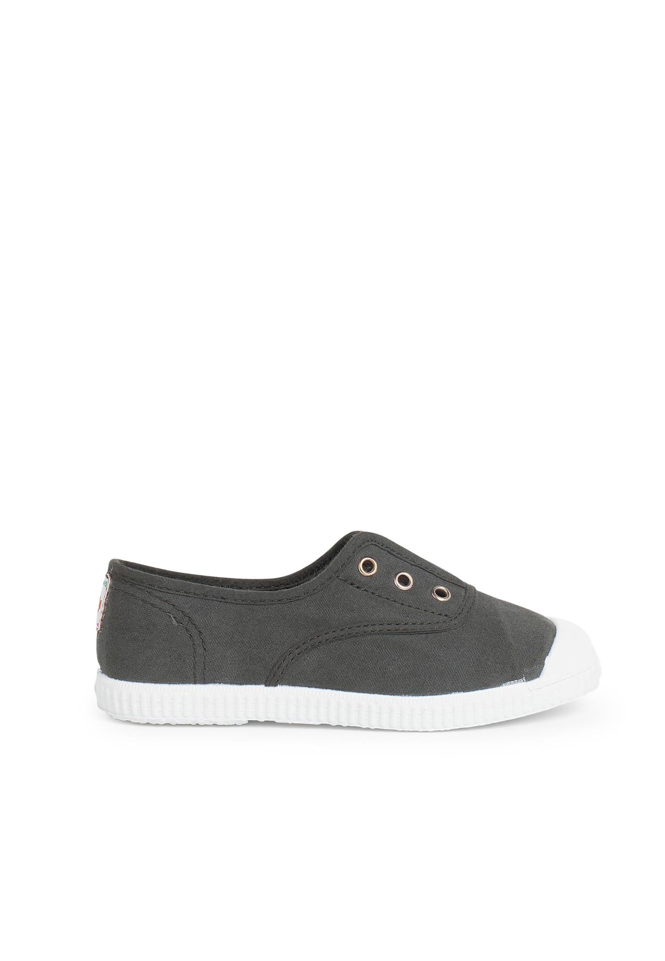 Tennis En Toile Avec Bout Caoutchouc Sans Lacets Anthracite