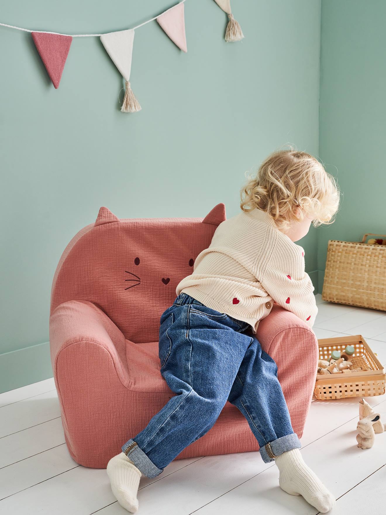 Fauteuil en mousse personnalisable Chat vieux rose