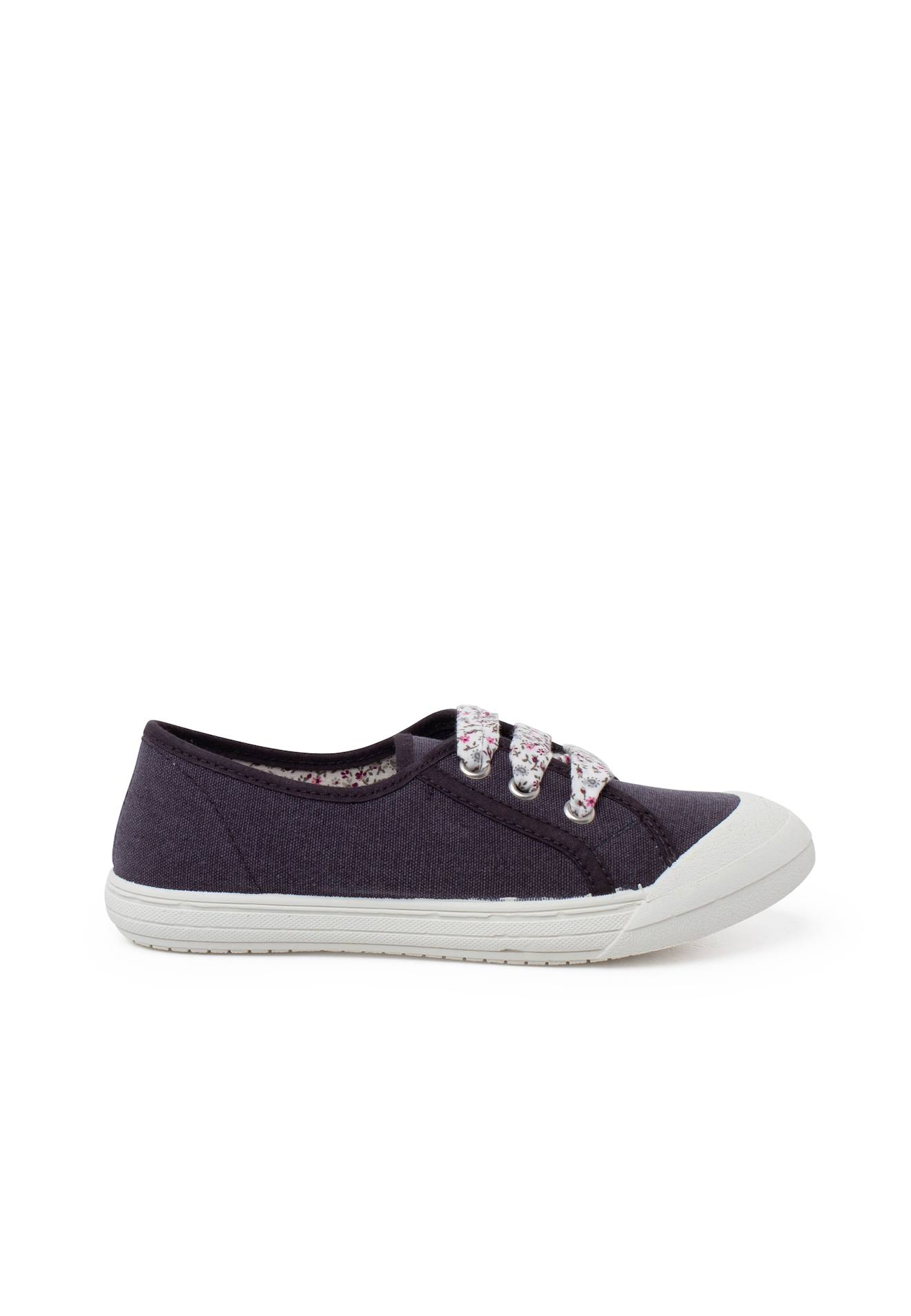 Tennis En Toile Avec Lacets Bleu Denim