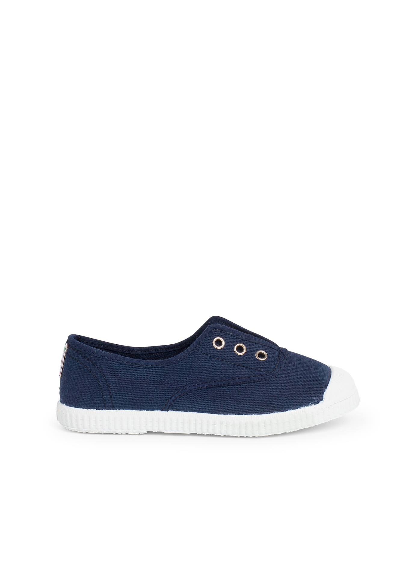 Tennis En Toile Avec Bout Caoutchouc Sans Lacets Bleu Marine