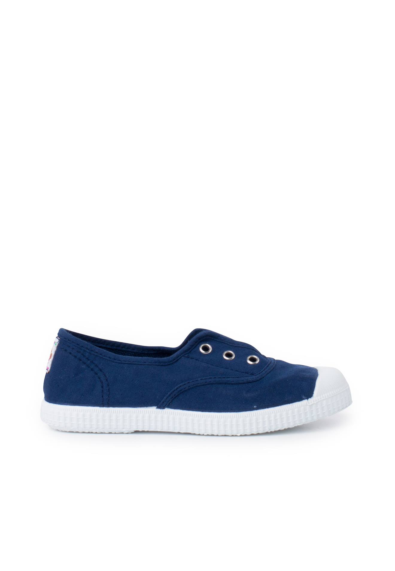 Tennis En Toile Avec Bout Caoutchouc Sans Lacets Bleu Navy