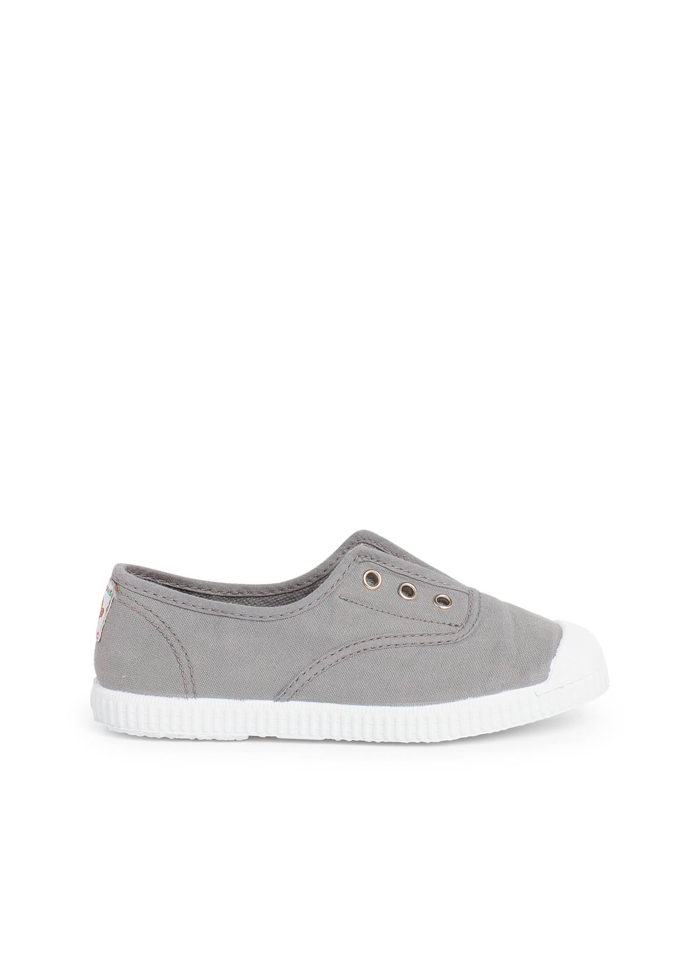Tennis En Toile Avec Bout Caoutchouc Sans Lacets Gris