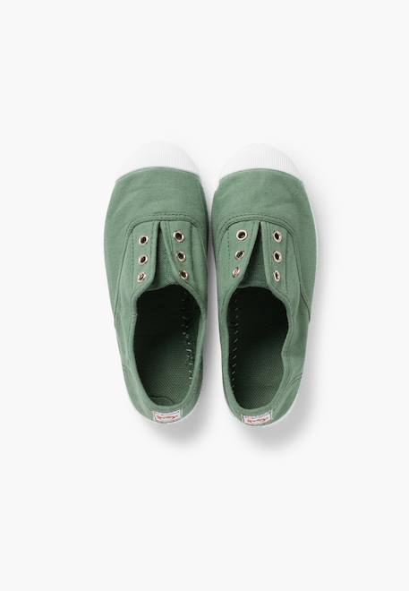 Tennis en toile avec bout caoutchouc sans lacets Aigue-marine+Anthracite+Blanc+Bleu+Bleu marine+Bleu navy+Gris+Jaune citron+Lavande pastel+Noir+Rouge+Sable+Vert fougère 72 - vertbaudet enfant 