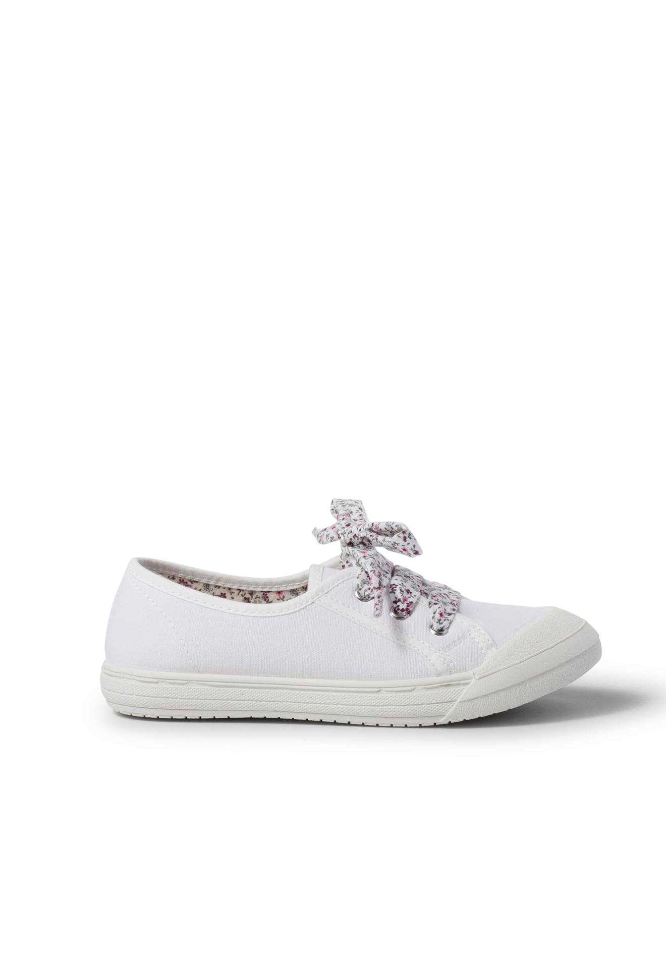 Tennis En Toile Avec Lacets Blanc