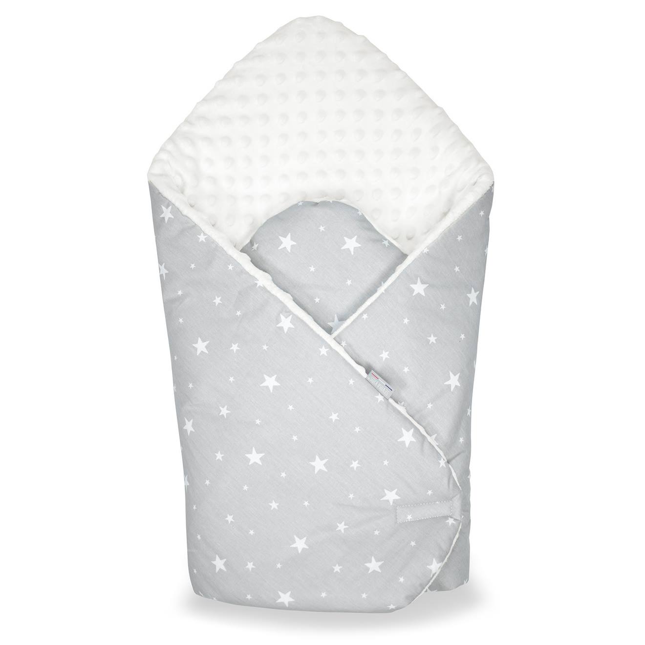Couverture D'emmaillotage Minky Stella Gris Stella, Imprimé Étoiles Blanc,