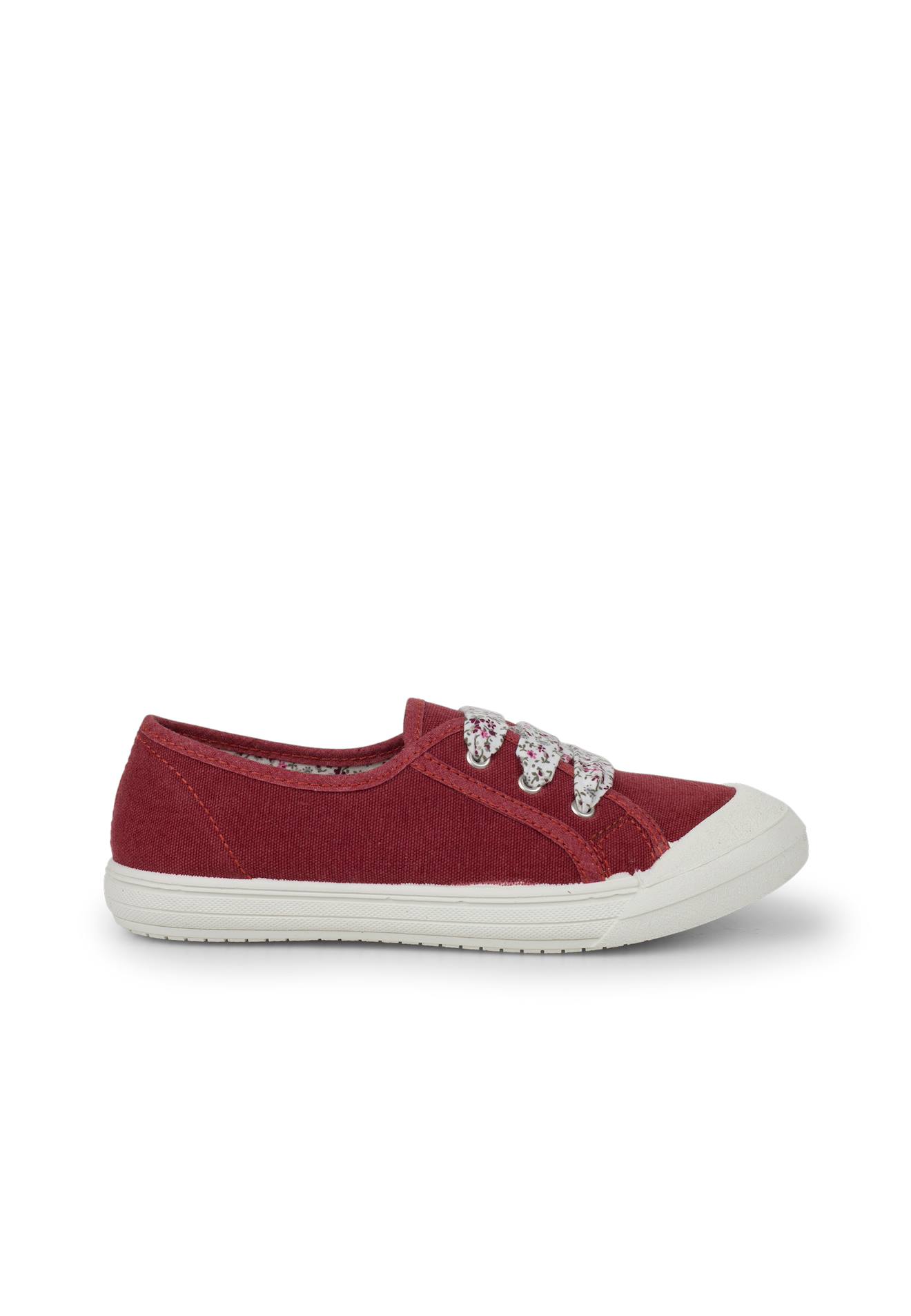 Tennis En Toile Avec Lacets Grenat