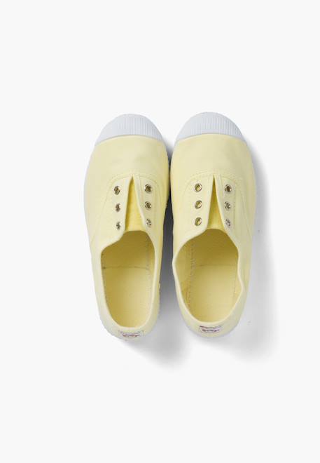 Tennis en toile avec bout caoutchouc sans lacets Aigue-marine+Anthracite+Blanc+Bleu+Bleu marine+Bleu navy+Gris+Jaune citron+Lavande pastel+Noir+Rouge+Sable+Vert fougère 44 - vertbaudet enfant 
