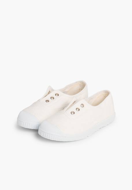 Tennis en toile avec bout caoutchouc sans lacets Aigue-marine+Anthracite+Blanc+Bleu+Bleu marine+Bleu navy+Gris+Jaune citron+Lavande pastel+Noir+Rouge+Sable+Vert fougère 15 - vertbaudet enfant 