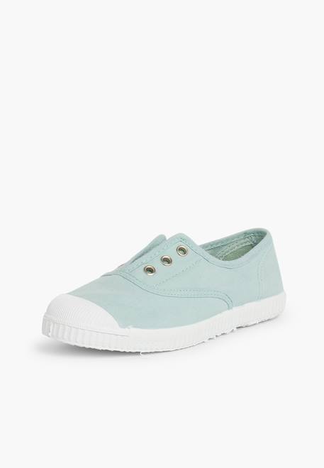 Tennis en toile avec bout caoutchouc sans lacets Aigue-marine+Anthracite+Blanc+Bleu+Bleu marine+Bleu navy+Gris+Jaune citron+Lavande pastel+Noir+Rouge+Sable+Vert fougère 2 - vertbaudet enfant 