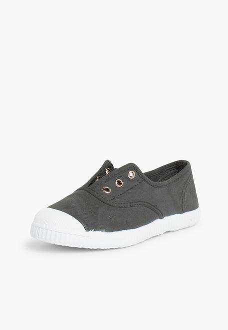 Tennis en toile avec bout caoutchouc sans lacets Aigue-marine+Anthracite+Blanc+Bleu+Bleu marine+Bleu navy+Gris+Jaune citron+Lavande pastel+Noir+Rouge+Sable+Vert fougère 7 - vertbaudet enfant 