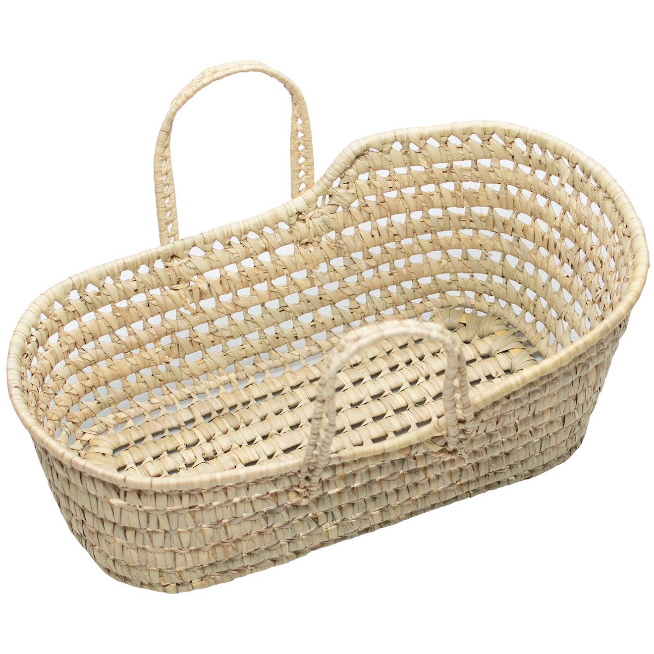 Jouet Couffin Poupée 50cm En Fibres Naturelles Beige