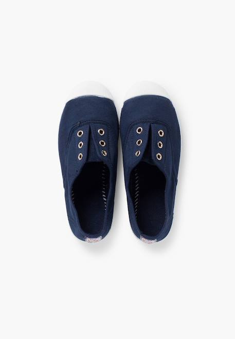 Tennis en toile avec bout caoutchouc sans lacets Aigue-marine+Anthracite+Blanc+Bleu+Bleu marine+Bleu navy+Gris+Jaune citron+Lavande pastel+Noir+Rouge+Sable+Vert fougère 27 - vertbaudet enfant 
