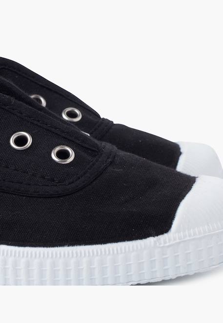 Tennis en toile avec bout caoutchouc sans lacets Aigue-marine+Anthracite+Blanc+Bleu+Bleu marine+Bleu navy+Gris+Jaune citron+Lavande pastel+Noir+Rouge+Sable+Vert fougère 57 - vertbaudet enfant 