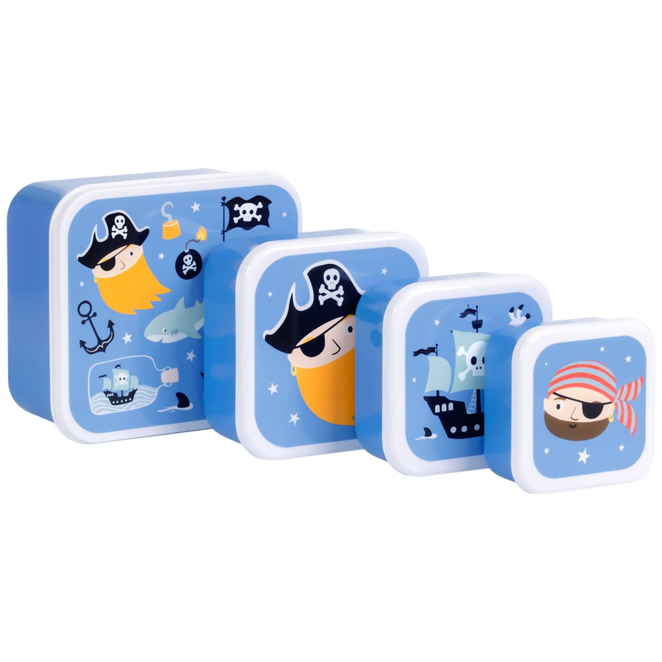 Lot De 4 Boîtes À Goûter Bleu, Noir, Jaune