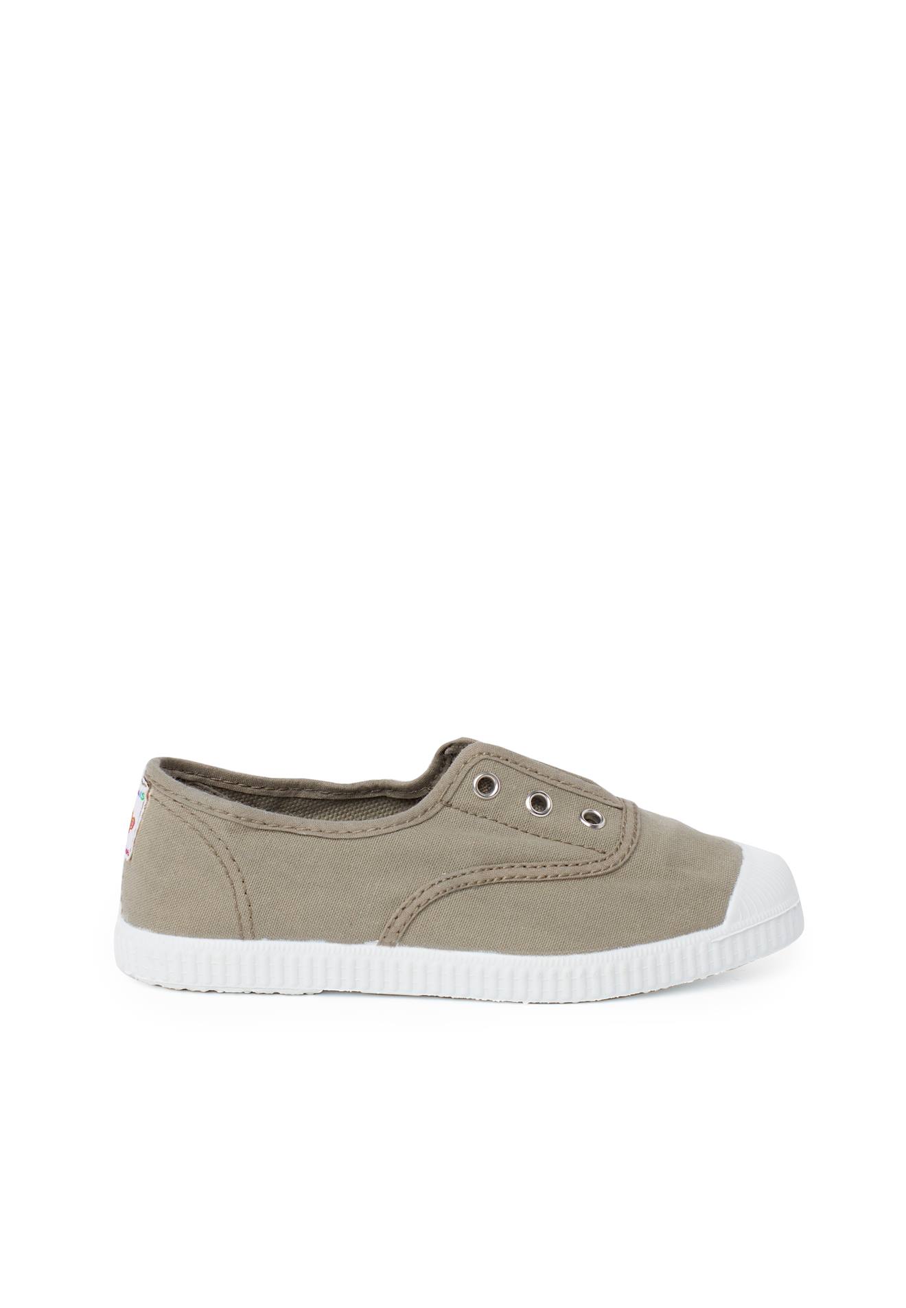 Tennis En Toile Avec Bout Caoutchouc Sans Lacets Vert Militaire