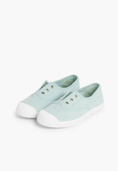 Tennis en toile avec bout caoutchouc sans lacets Aigue-marine+Anthracite+Blanc+Bleu+Bleu marine+Bleu navy+Gris+Jaune citron+Lavande pastel+Noir+Rouge+Sable+Vert fougère 4 - vertbaudet enfant 