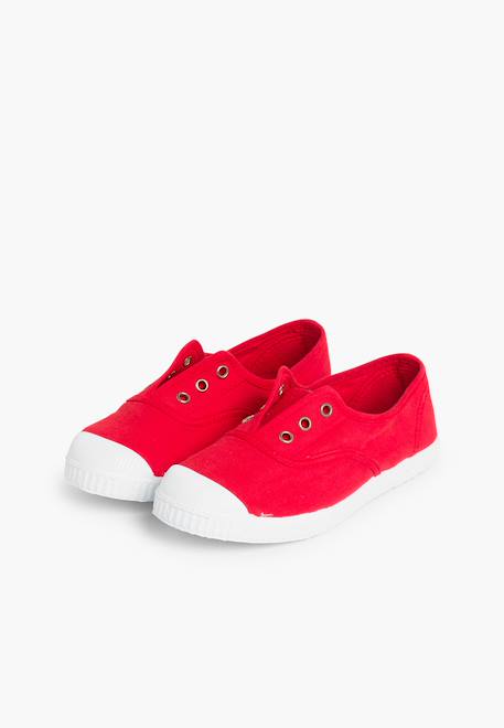 Tennis en toile avec bout caoutchouc sans lacets Aigue-marine+Anthracite+Blanc+Bleu+Bleu marine+Bleu navy+Gris+Jaune citron+Lavande pastel+Noir+Rouge+Sable+Vert fougère 61 - vertbaudet enfant 