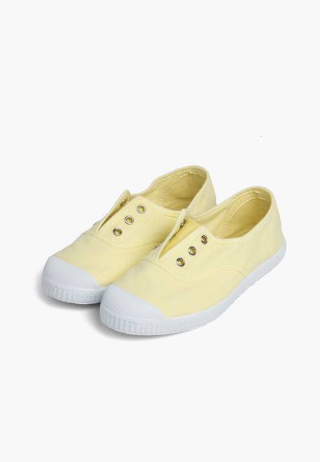 Tennis en toile avec bout caoutchouc sans lacets Aigue-marine+Anthracite+Blanc+Bleu+Bleu marine+Bleu navy+Gris+Jaune citron+Lavande pastel+Noir+Rouge+Sable+Vert fougère 43 - vertbaudet enfant 