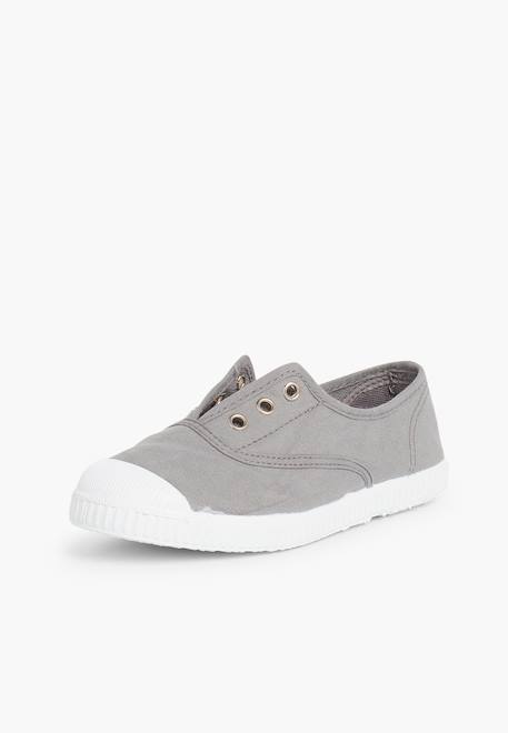 Tennis en toile avec bout caoutchouc sans lacets Aigue-marine+Anthracite+Blanc+Bleu+Bleu marine+Bleu navy+Gris+Jaune citron+Lavande pastel+Noir+Rouge+Sable+Vert fougère 36 - vertbaudet enfant 