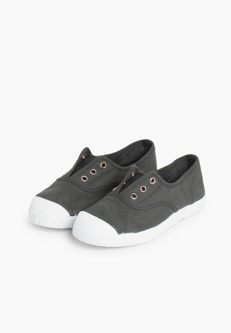 Tennis en toile avec bout caoutchouc sans lacets Aigue-marine+Anthracite+Blanc+Bleu+Bleu marine+Bleu navy+Gris+Jaune citron+Lavande pastel+Noir+Rouge+Sable+Vert fougère 9 - vertbaudet enfant 