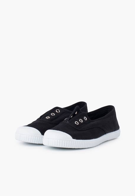 Tennis en toile avec bout caoutchouc sans lacets Aigue-marine+Anthracite+Blanc+Bleu+Bleu marine+Bleu navy+Gris+Jaune citron+Lavande pastel+Noir+Rouge+Sable+Vert fougère 55 - vertbaudet enfant 