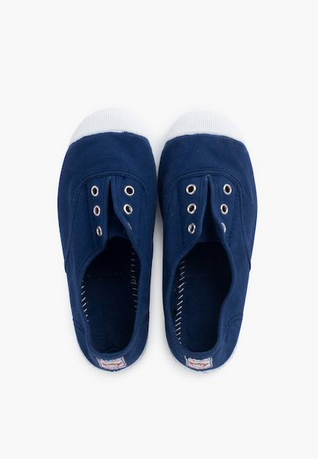 Tennis en toile avec bout caoutchouc sans lacets Aigue-marine+Anthracite+Blanc+Bleu+Bleu marine+Bleu navy+Gris+Jaune citron+Lavande pastel+Noir+Rouge+Sable+Vert fougère 33 - vertbaudet enfant 