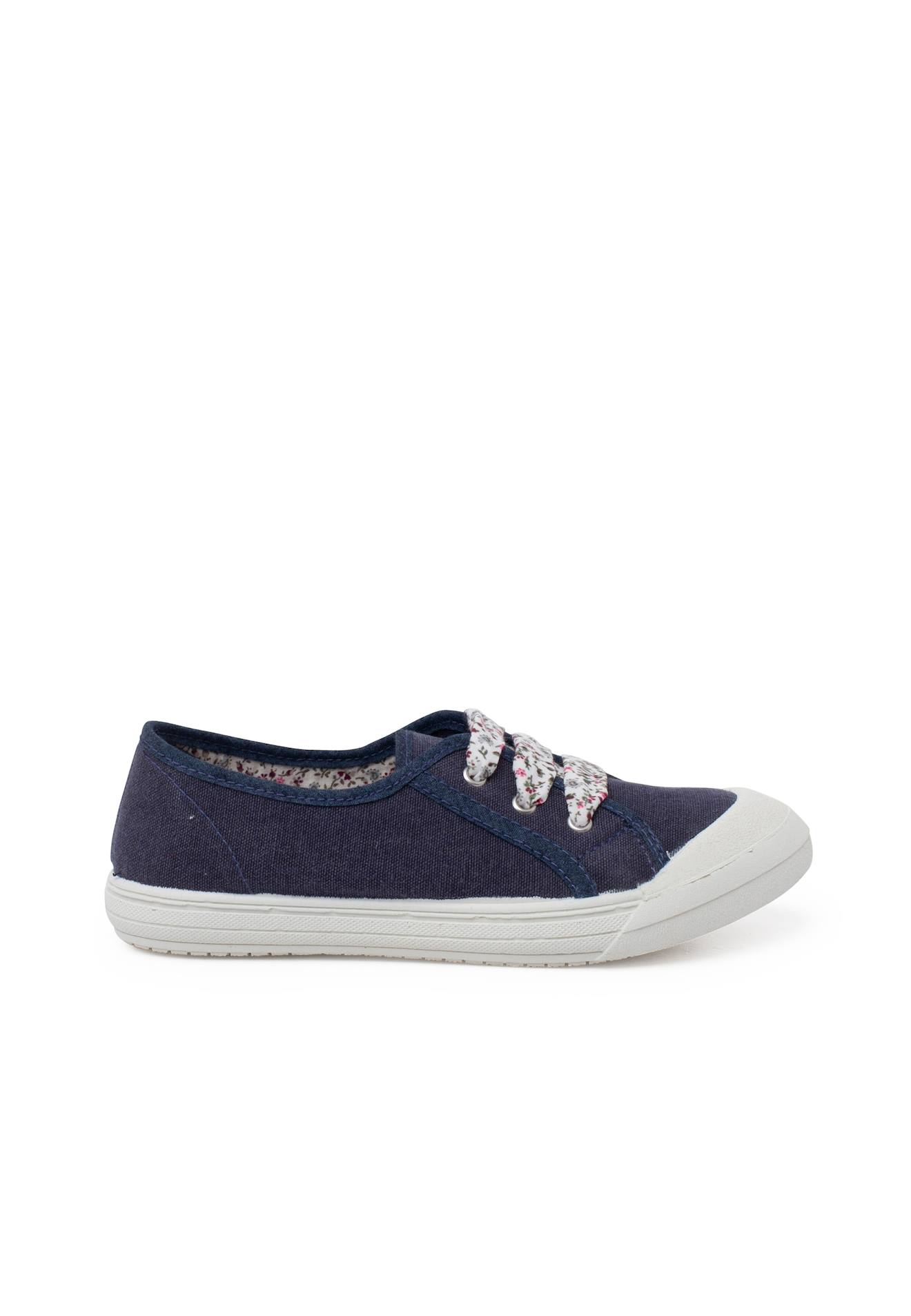 Tennis En Toile Avec Lacets Bleu Marine