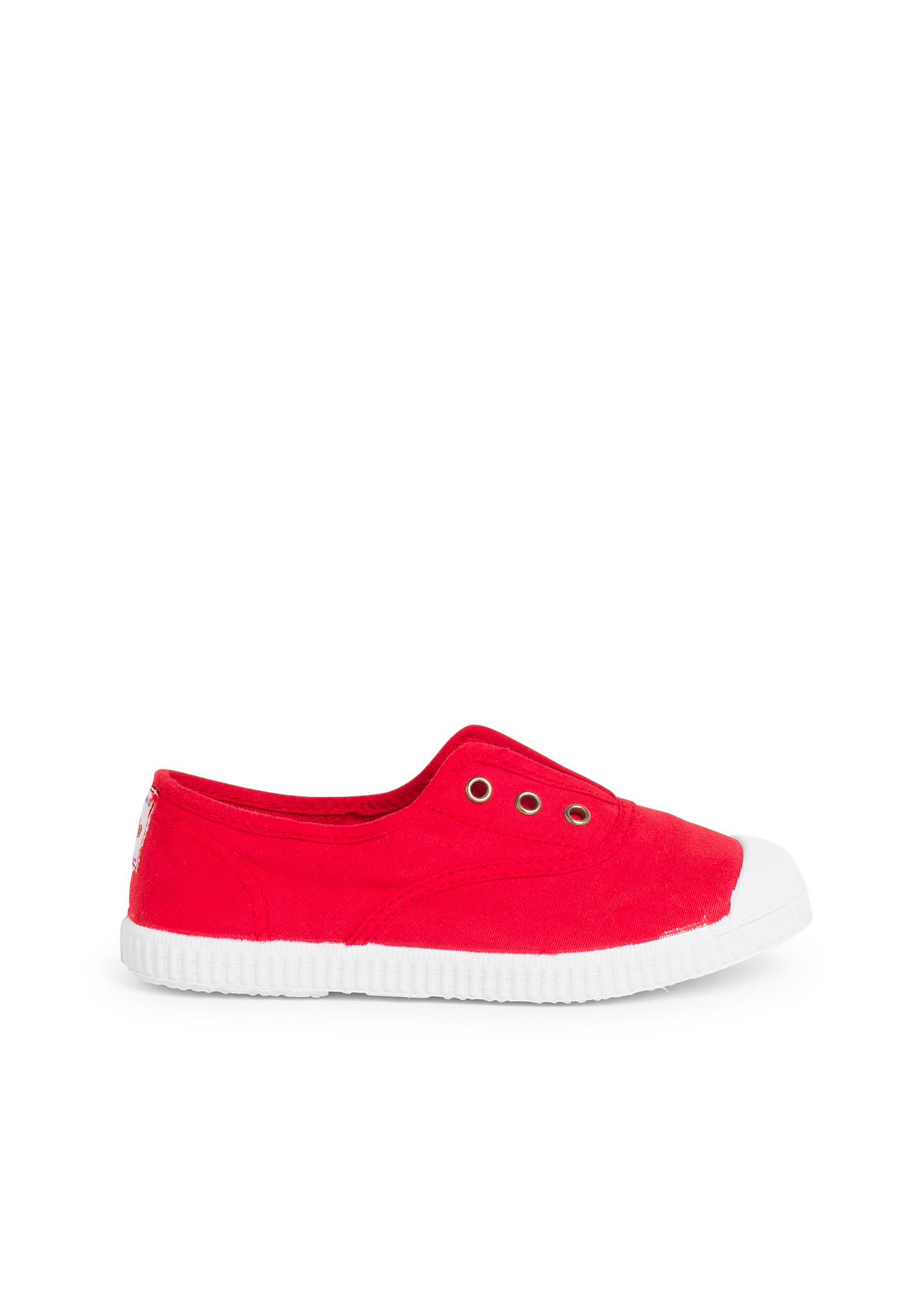 Tennis En Toile Avec Bout Caoutchouc Sans Lacets Rouge