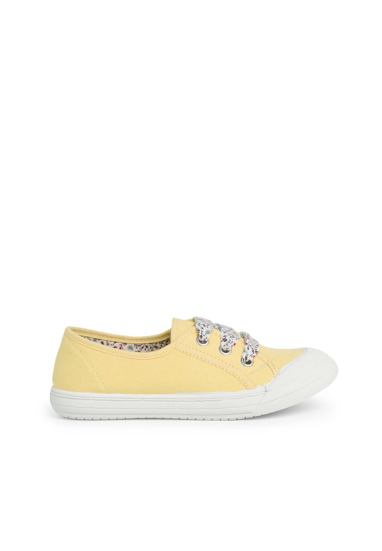 Tennis En Toile Avec Lacets Jaune
