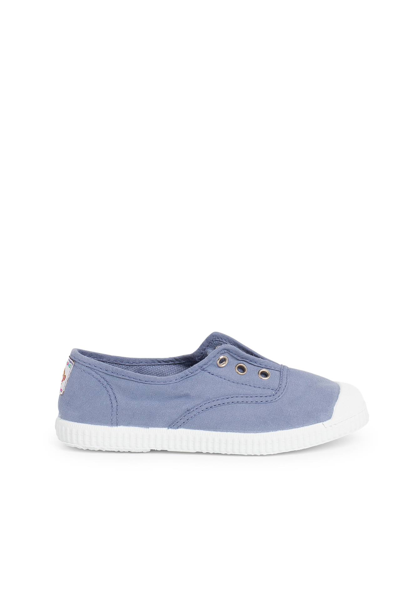 Tennis En Toile Avec Bout Caoutchouc Sans Lacets Bleu